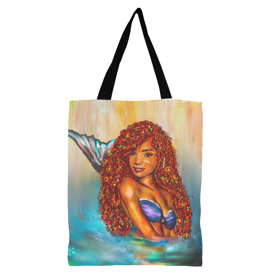 Brown Skin Girl Mermaid Tote Bags