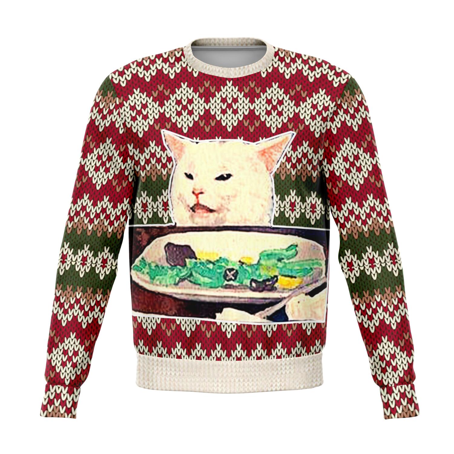 Woman Yelling At Cat Ugly Christmas Cat Meme Sweatshirt