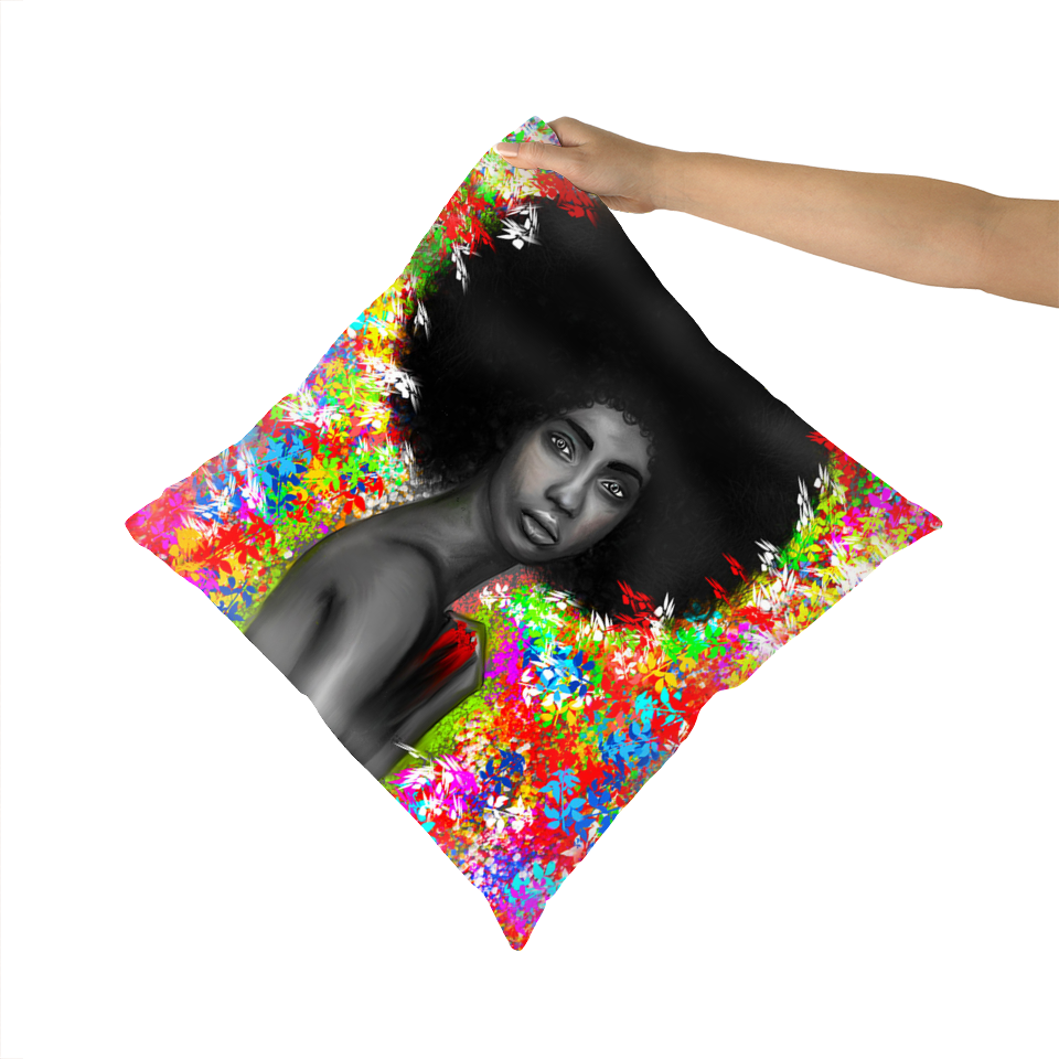 Floral Melanin Black Excellence Faux Suede Cushions