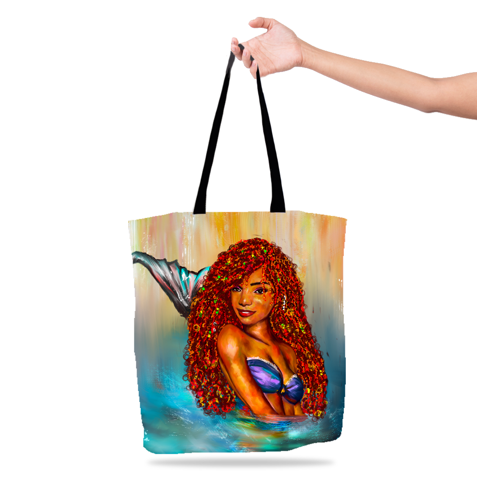 Brown Skin Girl Mermaid Tote Bags