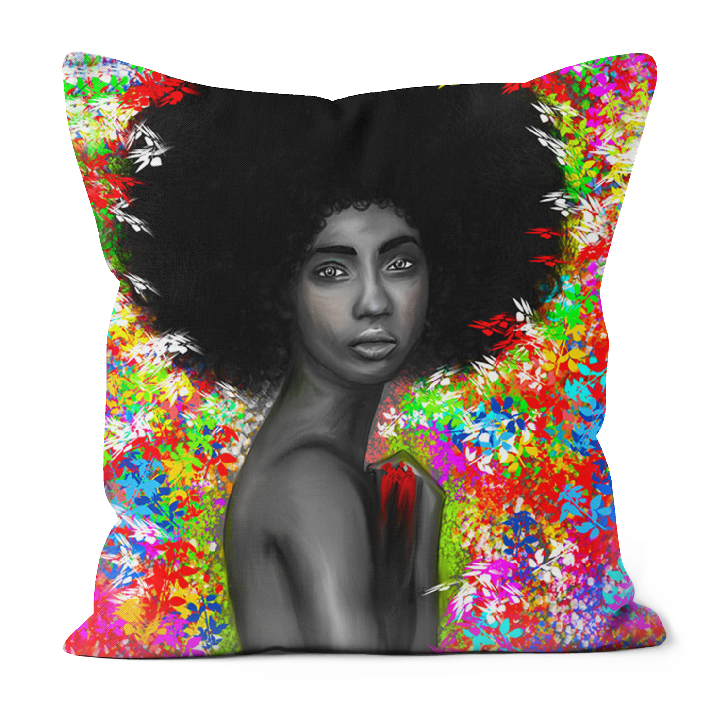 Floral Melanin Black Excellence Faux Suede Cushions