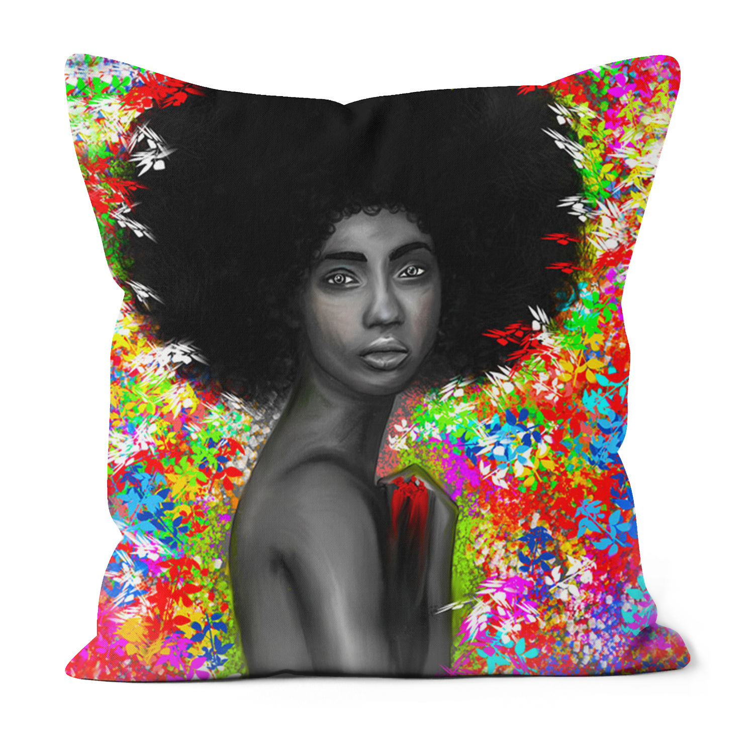 Floral Melanin Black Excellence Faux Suede Cushions
