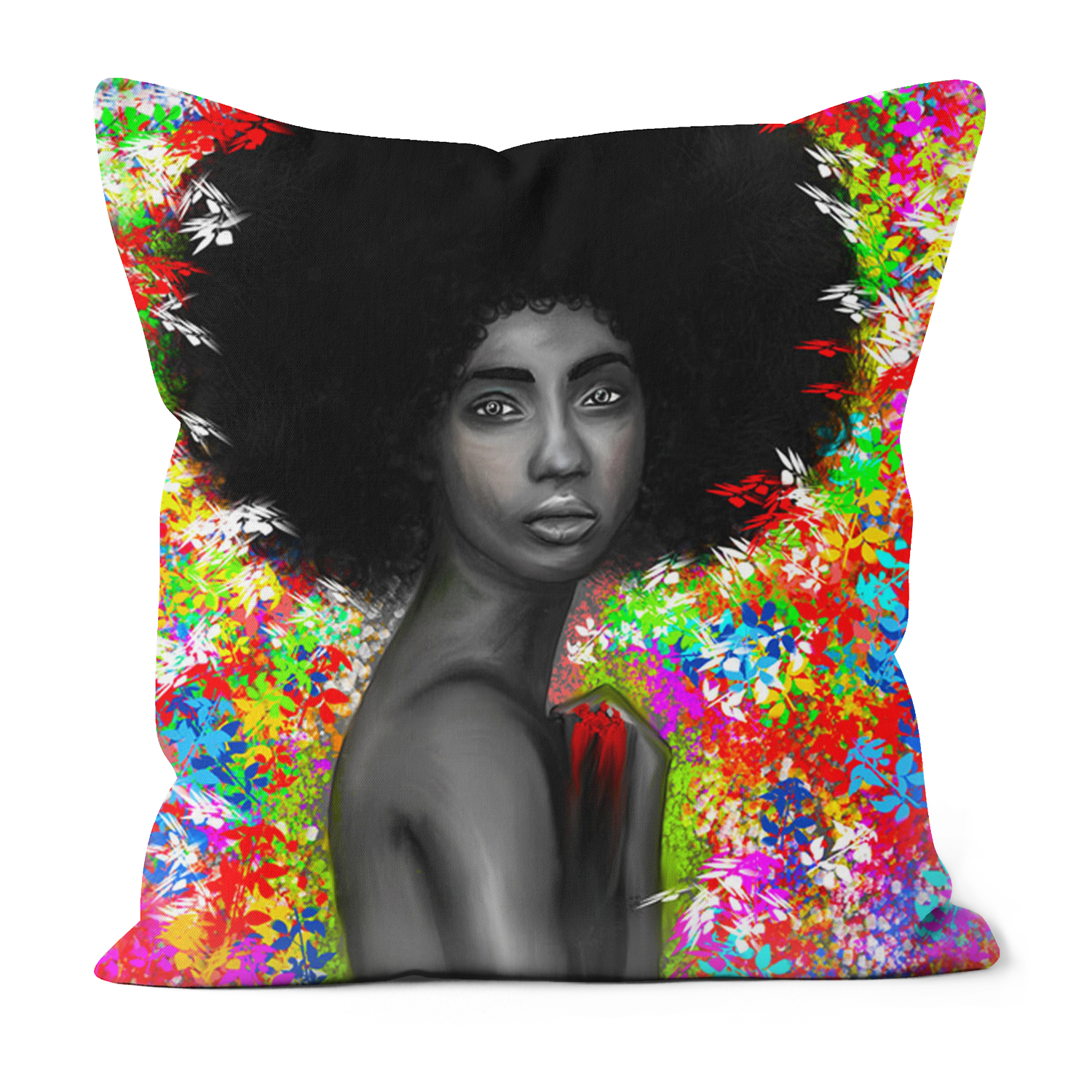 Floral Melanin Black Excellence Faux Suede Cushions